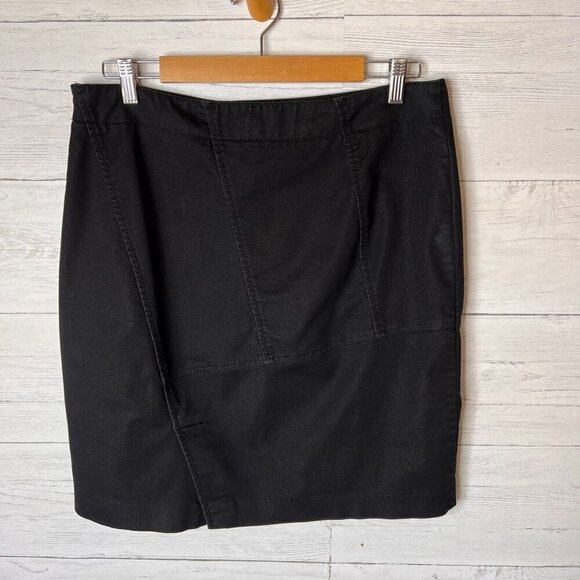 Nic + Zoe Skirt Womens Size 12 Black Asymmetric Geometric Seam Mini Cotton - Picture 11 of 16